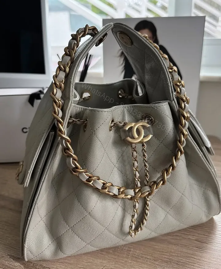 View 1 of Chanel Small 25 Grey with Gold Hardware