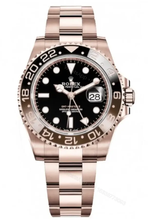 View 1 of Replica Rolex GMT Master 2 – Rose Gold/Black