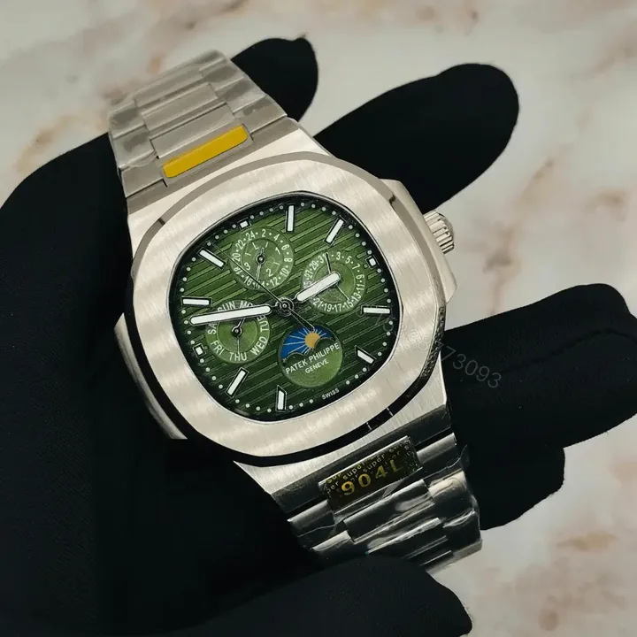 View 1 of Patek Philippe Nautilus Moonphase Green Dial Watch