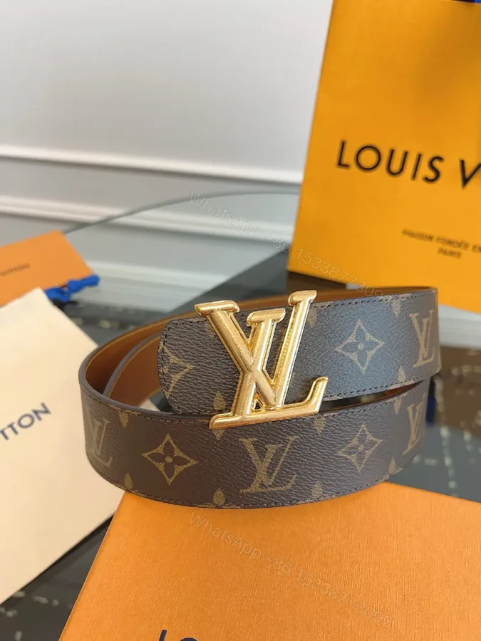 View 1 of Monogram Canvas Belt with Gold Buckle – Luxury Style