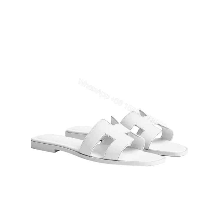 View 1 of Hermes Oran Sandals Full White