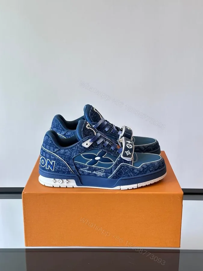 View 1 of LV Men Navy Denim Sneakers
