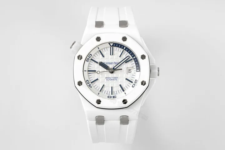 View 1 of Royal Oak Offshore Diver 15707 White Ceramic APSF 1:1 Best Edition SA3120 Super Clone