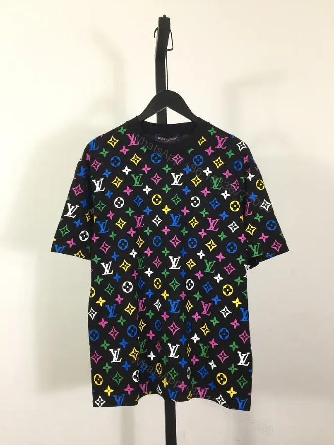 View 1 of Multicolor Monogram Knit Tee: Bold Luxury Street Style Top