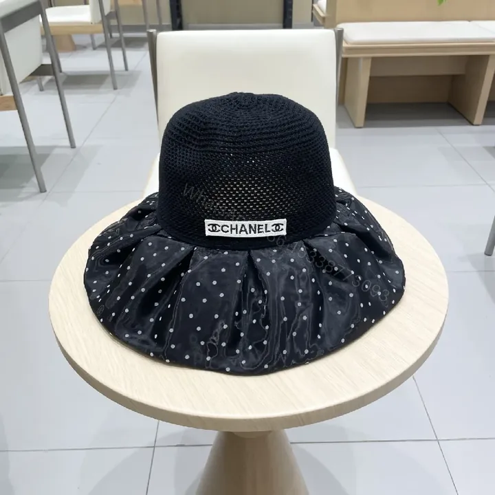 View 1 of Black Mesh Fedora with Polka-Dot Pleated Band Fashion Hat