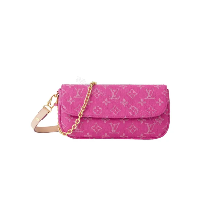 View 1 of Louis Vuitton Wallet On Chain Ivy Monogram Denim Fuchsia 23Cm