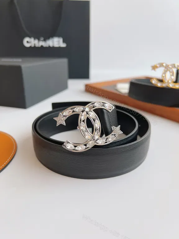 View 1 of Crystal CC Belt: Polished Leather Luxury Belt, All-Season Style