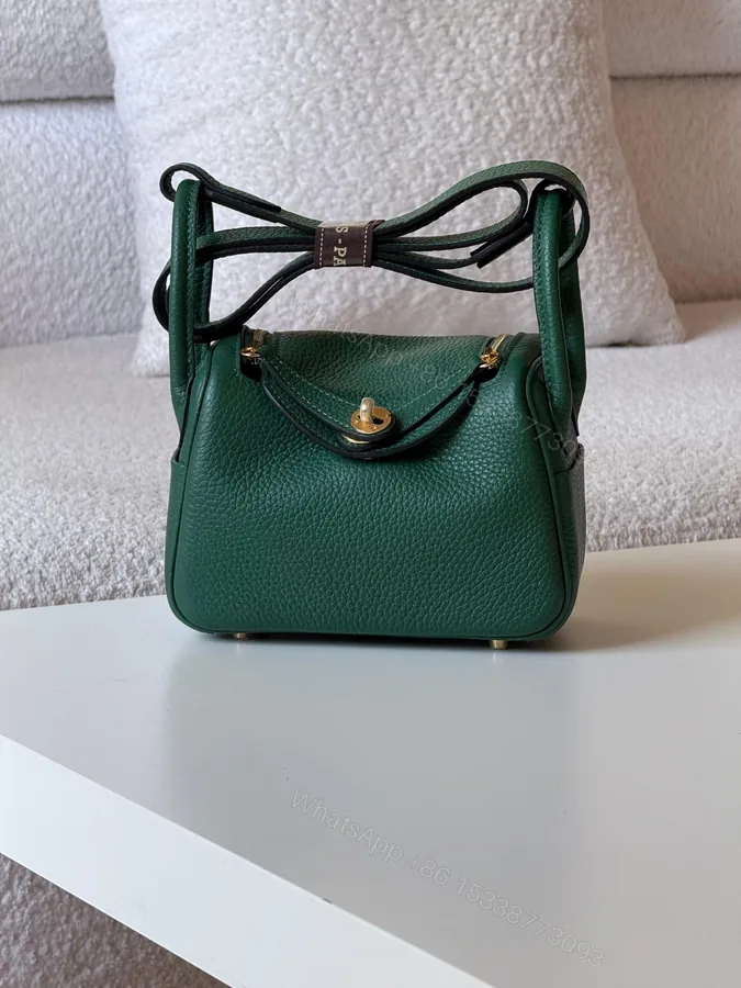 View 1 of Hermès Mini Lindy bag in green Taurillon Clemence leather