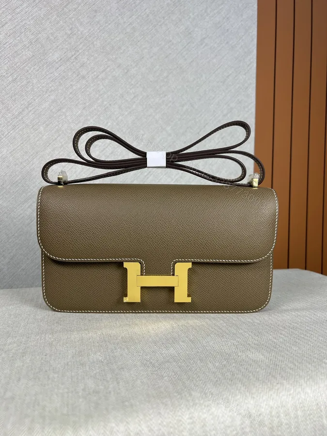 View 1 of Hermes Constance 一比一大象灰Epsom皮H扣斜背包女包