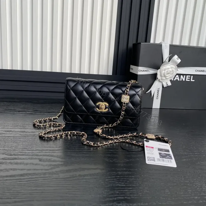 View 1 of Chanel-Style Quilted Flap Bag - Classic Black Leather