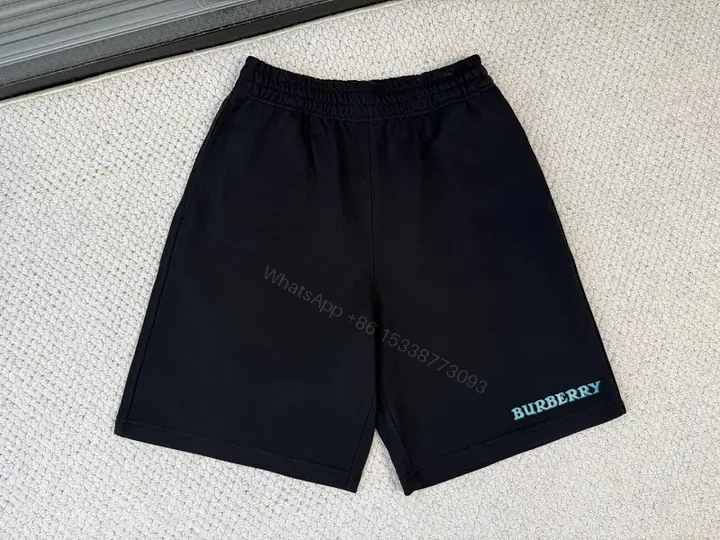 View 1 of Black Cotton Shorts, Classic, Burberry Logo Embroidery