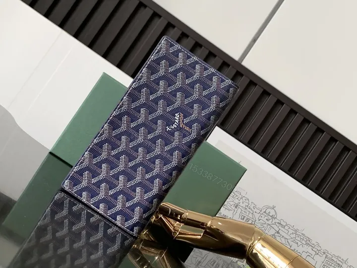 View 1 of Blue Goyard-Patterned Long Wallet: All-Day Organization