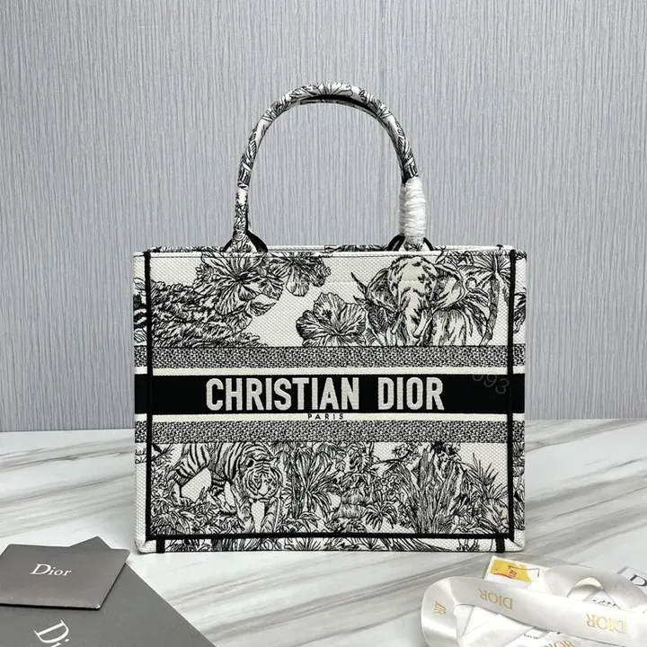 View 1 of Monochrome Floral Dior Tote: Bold Everyday Luxury Bag