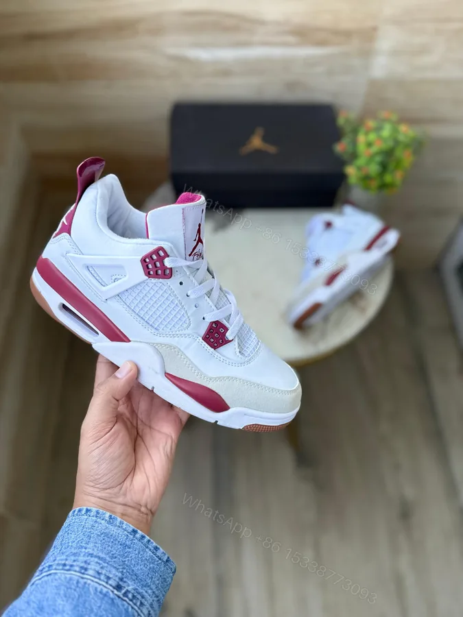 View 1 of AIR JORDANS RETRO 4 SAPHIRE LUEXRY RED WHITE REPLICA SHOES FOR MENS