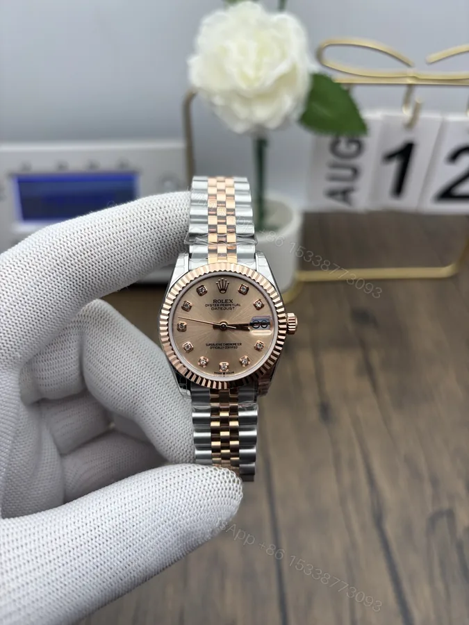 View 1 of Rolex 一比一 女款 Datejust 玫瑰金面鑽刻腕錶 高級款