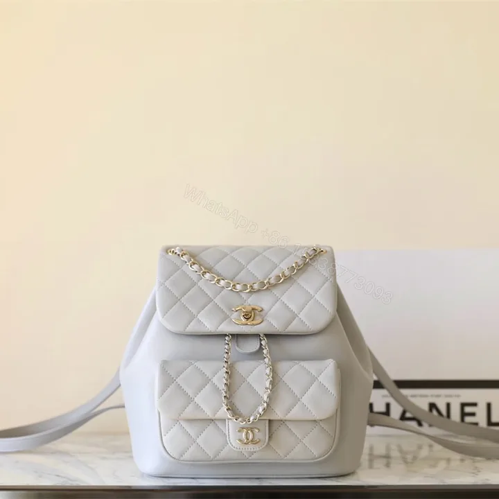 View 1 of 高仿Chanel*24K系列AS2908小牛皮淡灰雙肩包大號免檢版