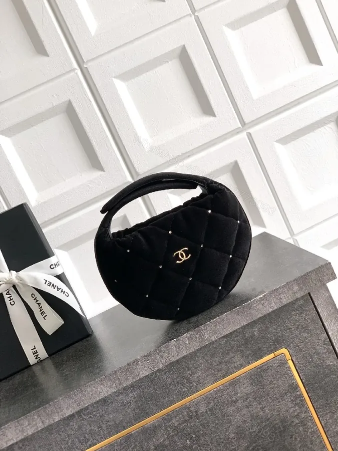 View 1 of Velvet Quilted Mini Bag: All-Season Luxe Top-Handle Purse