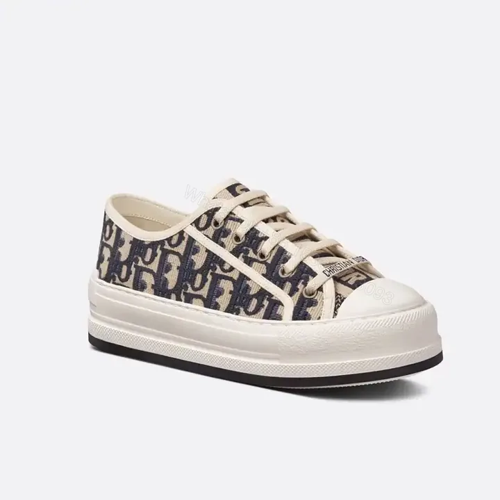 View 1 of WALK’N’DIOR PLATFORM SNEAKERS UNISEX OBLIQUE EMBROIDERED COTTON BLUE – CD160