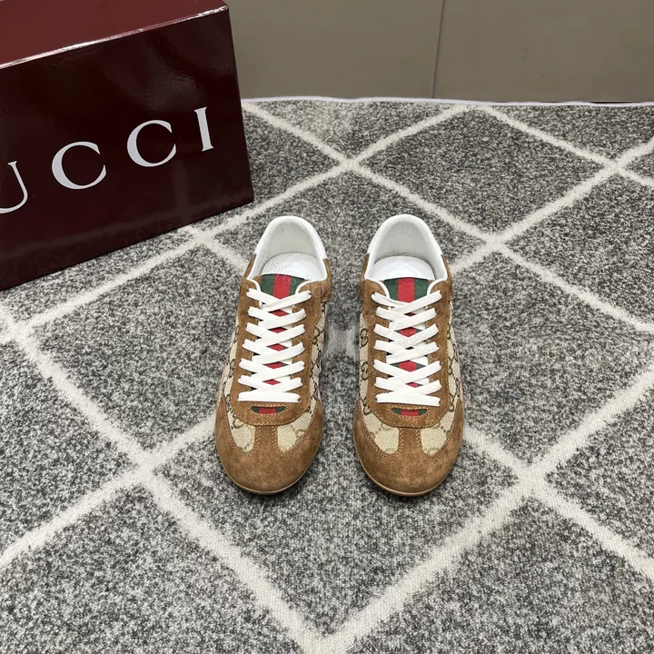 View 1 of Gucci高仿復古男鞋 GG帆布拼麂皮 原色復刻低筒設計