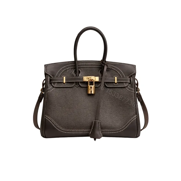 View 1 of Hermès Birkin Black Pebbled with Gold Lock and Clochette 25cm