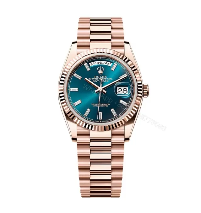 View 1 of Superclone Rolex Day-Date Blue-Green Diamond Dial 128235-0085 36 mm