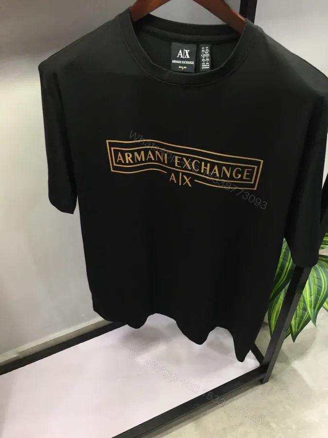 View 1 of Armani Exclusive Cotton Lycra Round Neck T-Shirt Black Big Size First Copy | AAA+ Replica