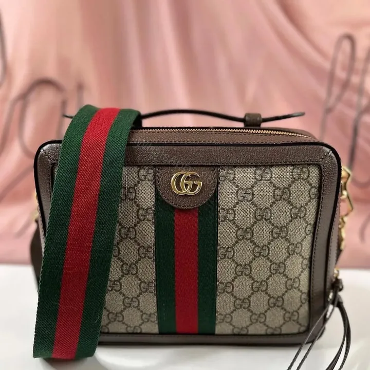 View 1 of Gucci Brown Small GG Supreme Ophidia Bag