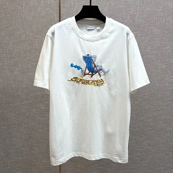 View 1 of Relaxed Tee White Cotton Embroidered Luxury Casual Tee