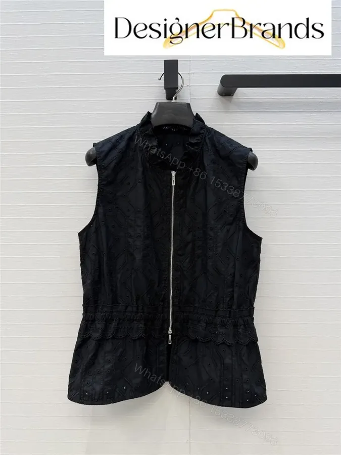 View 1 of Hermes Black Sleeveless Embroidered Top