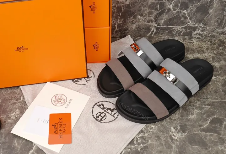View 1 of Two-Tone Strappy Sandals with Signature Hardware - Elevated Comfort