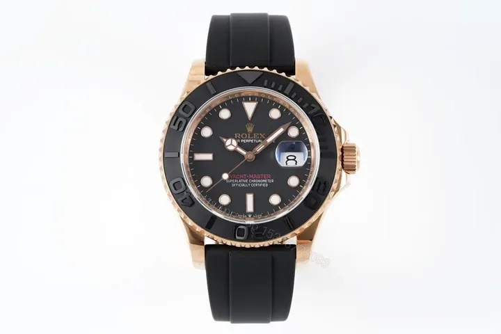 View 1 of C+ Factory Clean Factory Rolex Yacht-Master Rose Gold Black Rubber