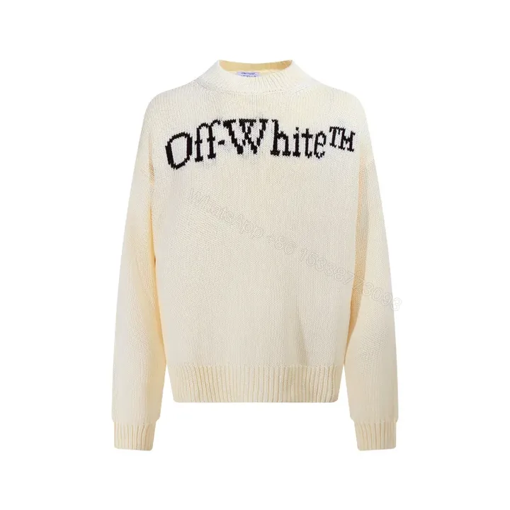 View 1 of Ivory Knit Crewneck with Bold Logo - Elevated Everyday Luxury