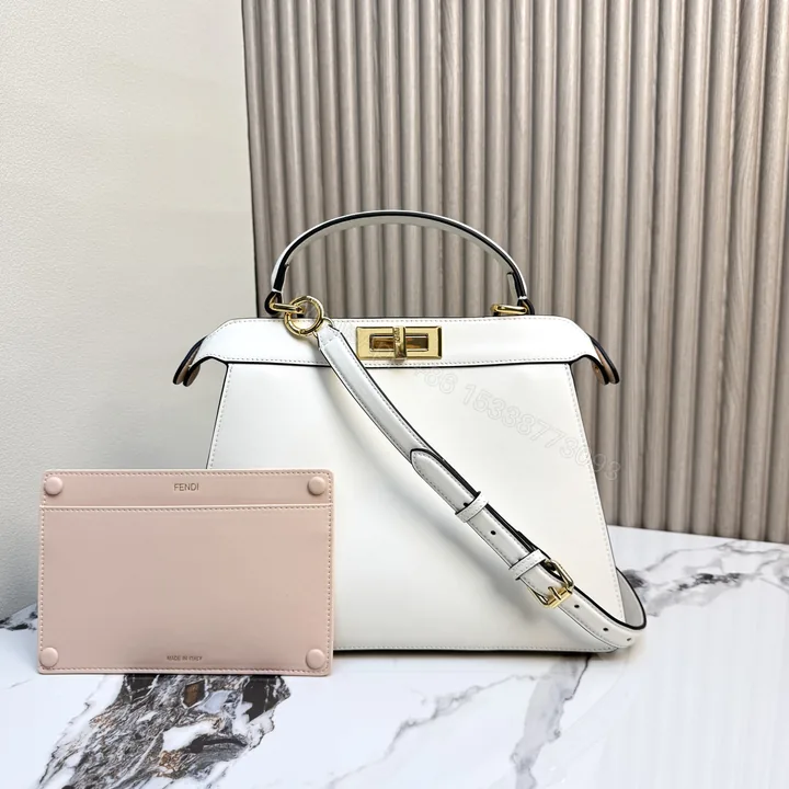 View 1 of Fendi 一比一 Peekaboo 手提包 米白色 牛皮斜背包