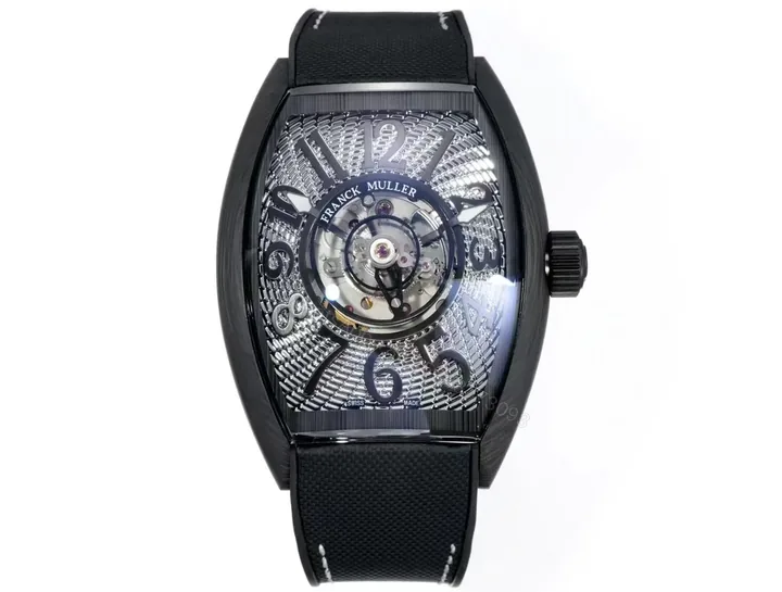 View 1 of Franck Muller Carbon Tourbillon Replica 46MM Premium Black Skeleton Rubber Strap Edition FM-CARBON-TOURBILLON-BLK-RUB-46