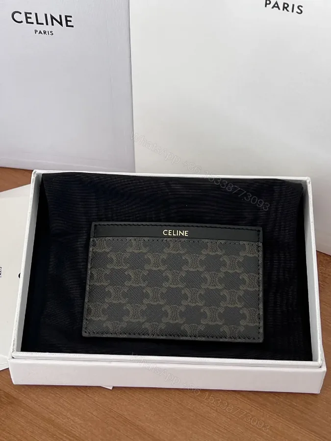 View 1 of Chic Monogram Cardholder: Black Leather Trim, Compact Luxury