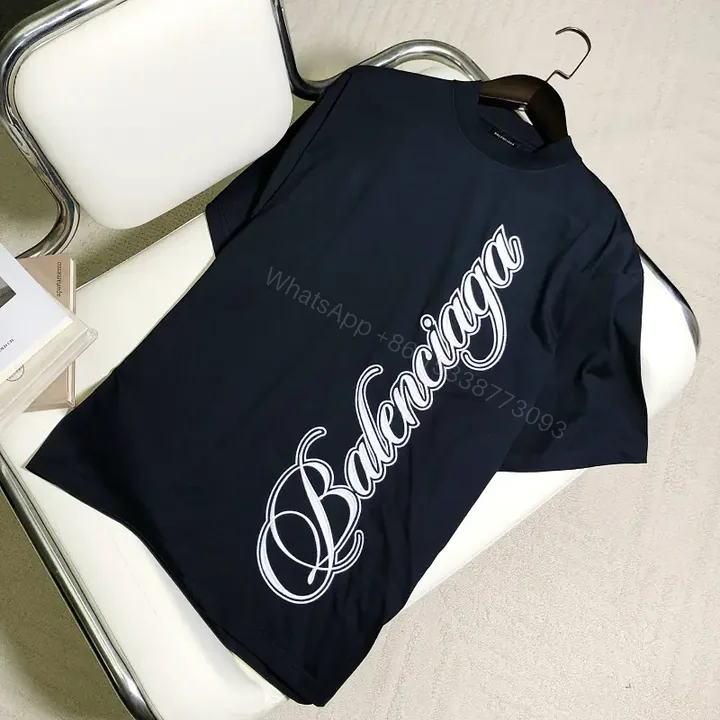 View 1 of Black Cotton Script Balenciaga Tee