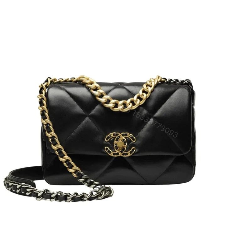 View 1 of Chanel 19 Flap Bag Shiny Gold And Silver Tone Black 26Cm AS1160 B04852 94305