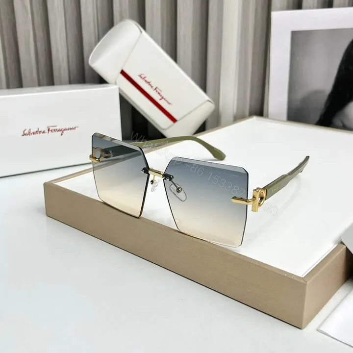 View 1 of Salvatore Ferragamo Rimless Square Gradient Sunglasses