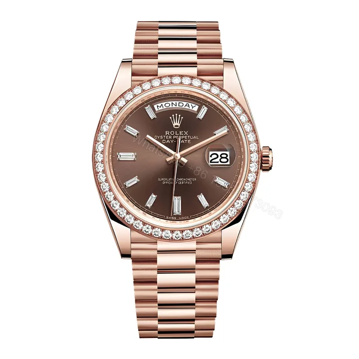 View 1 of Rolex Day-Date 228345RBR Chocolate Dial Diamond Bezel Replica