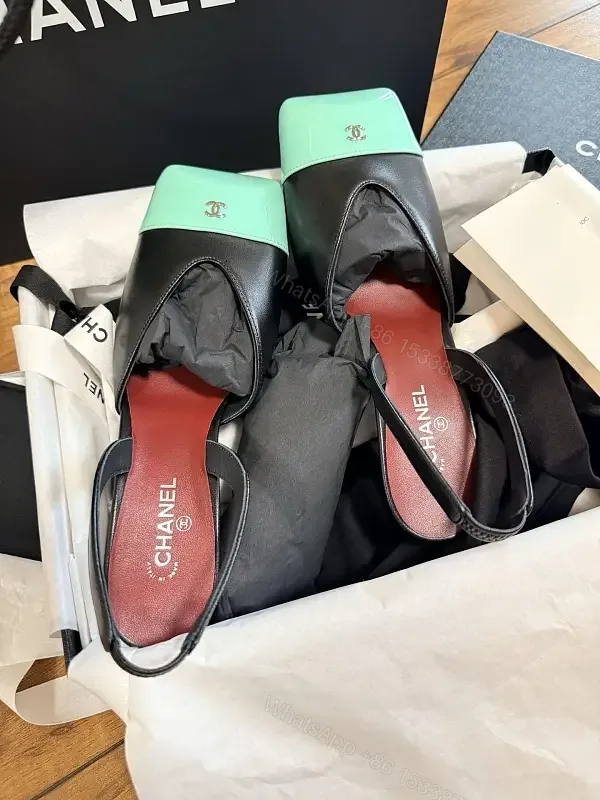 View 1 of Color-Block Block-Heel Sandals: Luxe Open-Toe Comfort