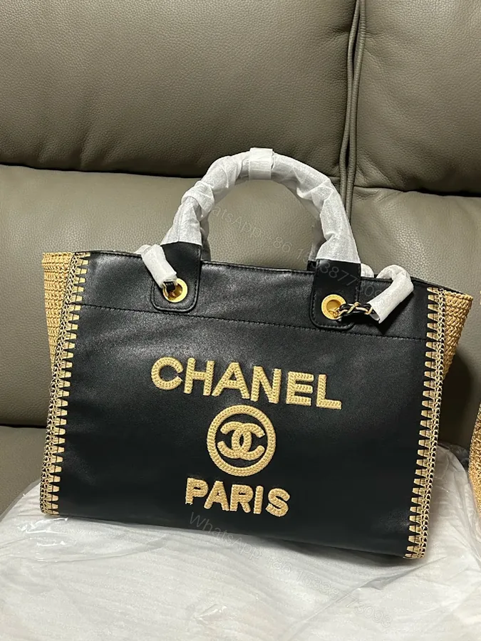 View 1 of Black Leather Tote with Gold Detailing, Everyday Sophistication
