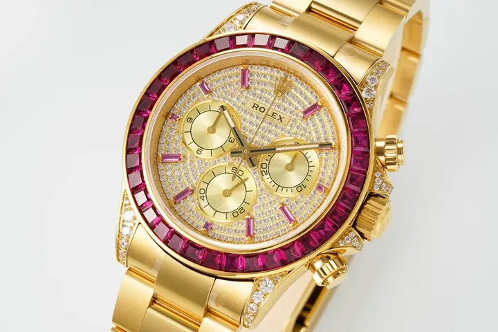 View 1 of Glamorous pink diamond daytona replica 40MM Yellow Gold Edition RG-DAYTONA-PINK-DIAMOND-YG