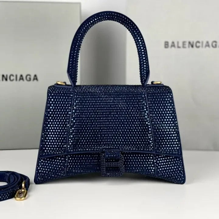 View 1 of 高仿Balenciaga*Hourglass系列沙漏包滿鑽深藍色S