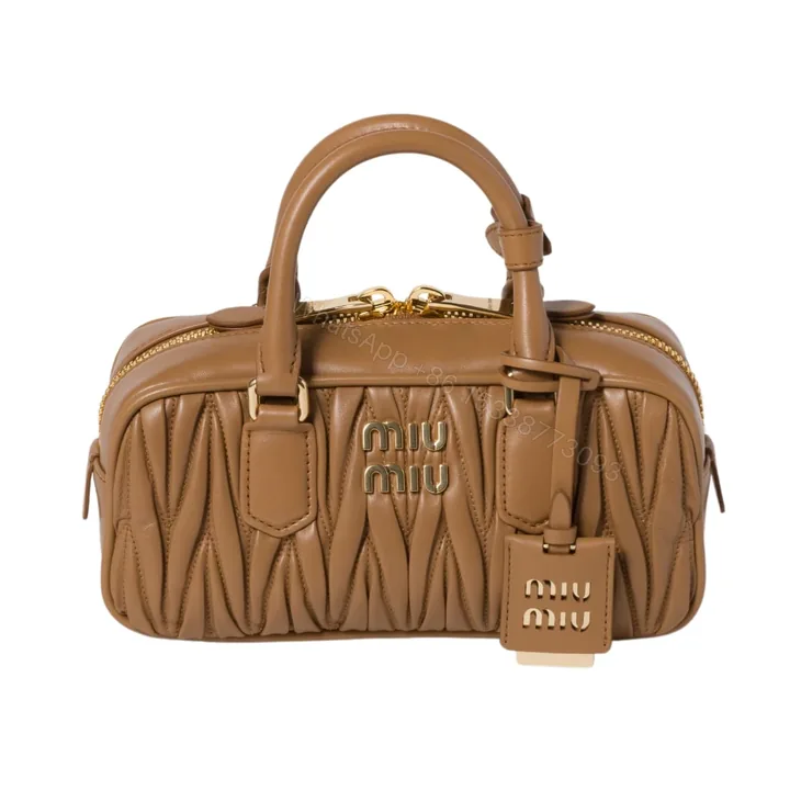 View 1 of MIUMIU ARCADIE MATELASSÉ NAPPA BAG CARAMEL 23CM 5BB142 AN88 F098L V OON