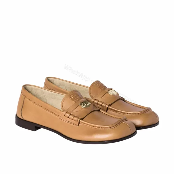 View 1 of MIUMIU LEATHER LOAFERS COGNAC 5D398E 248 F0046 F 010