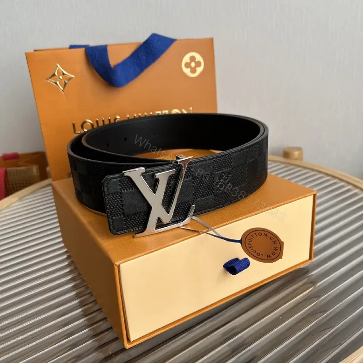 View 1 of Black + Leather + Modern + Checker Texture & Silver Buckle + Belt