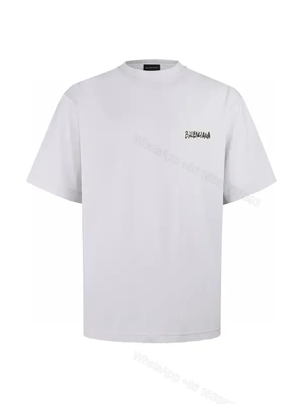 View 1 of Minimal White Cotton Tee: Subtle Logo, All-Day Comfort