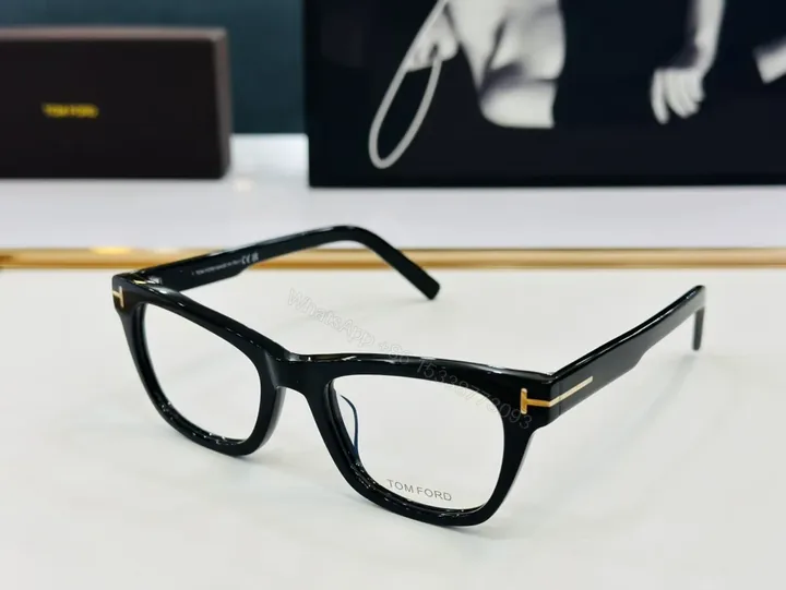 View 1 of Black Acetate Eyeglasses | TOM FORD Luxury + Gold Accents, Full-Rim, All-Day Comfort