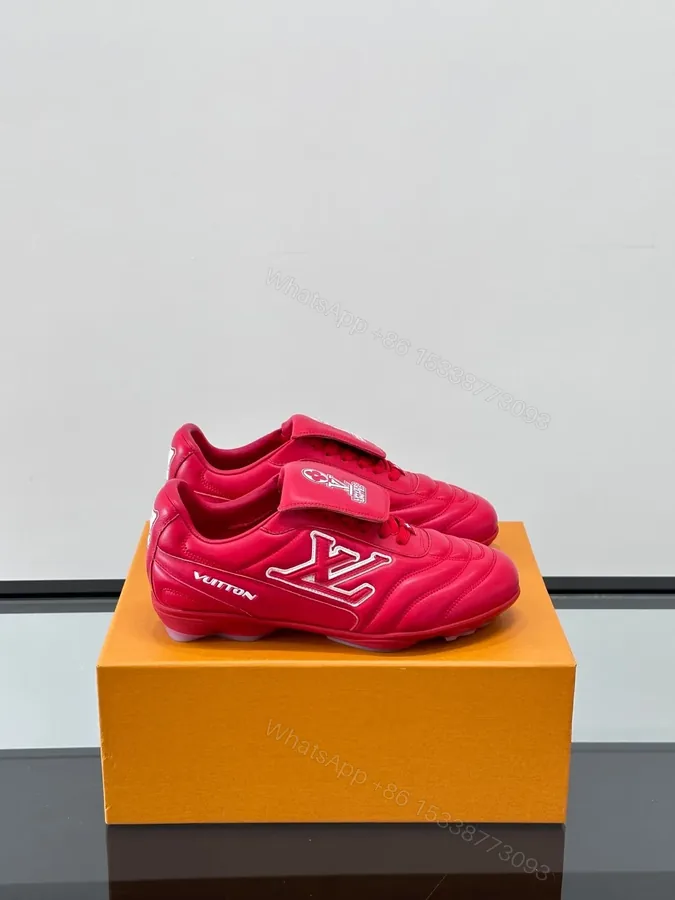 View 1 of LV Men Red Leather Sneakers