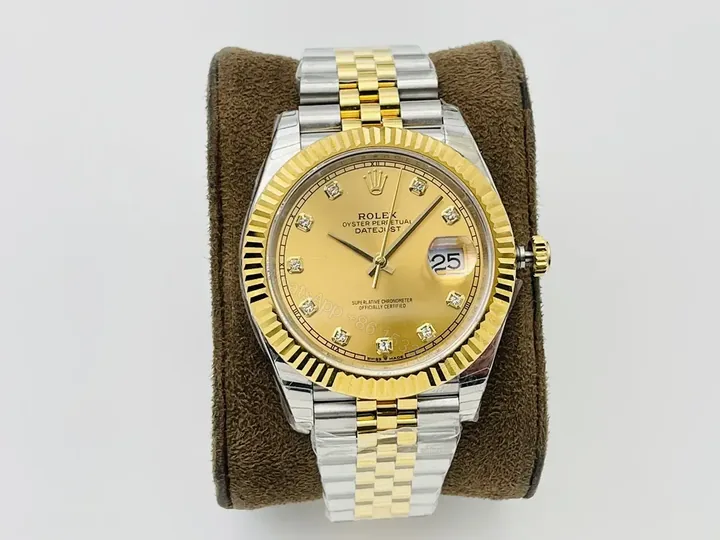 View 1 of Fake Rolex Datejust Champagne Diamond Best Jubilee Bracelet 41MM 126333-0010